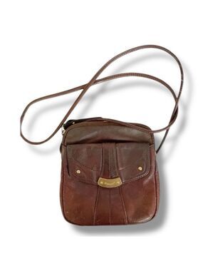 Vintage B Makowsky Brown Leather Crossbody Bag Leopard Lining